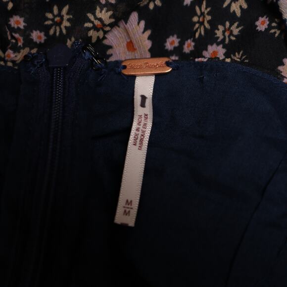 Free People x Revolve Tessa Mini Dress Cut Out Floral Print Ruched Blue Size M - Picture 8 of 11